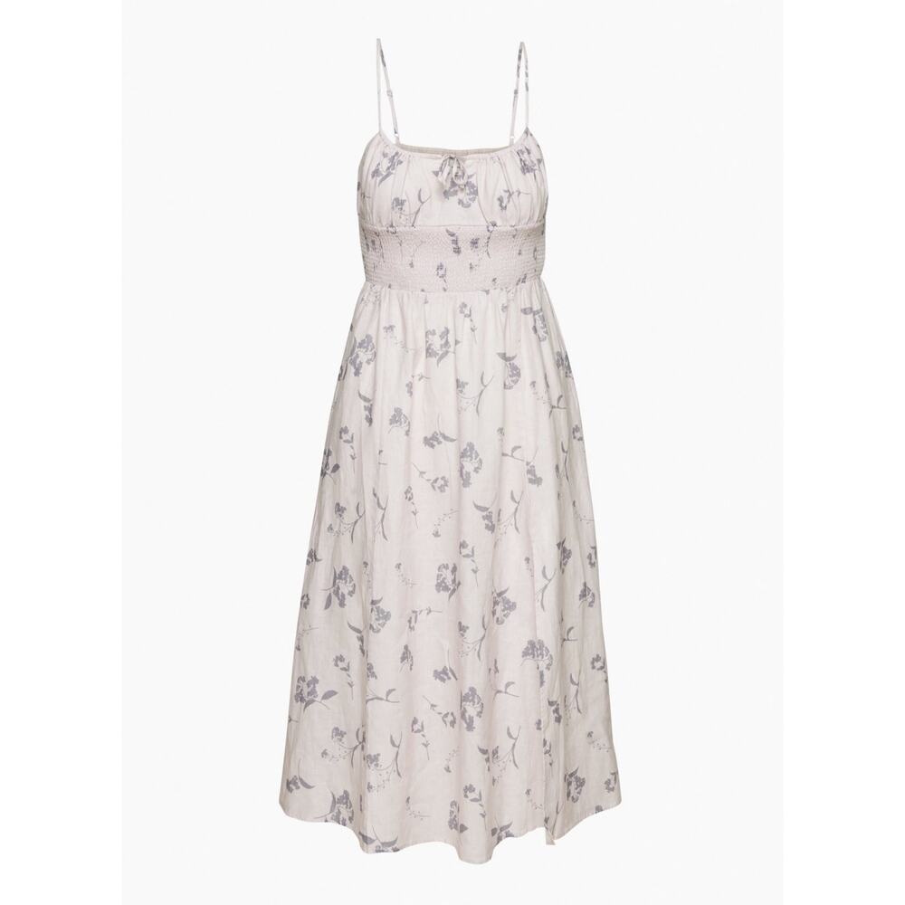 Aritizia Wilfred Genoa Linen Midi Dress Small Floral Milkmaid Cottage Prairie